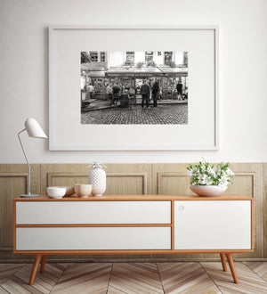 Lively Dublin street with patrons and motion blur