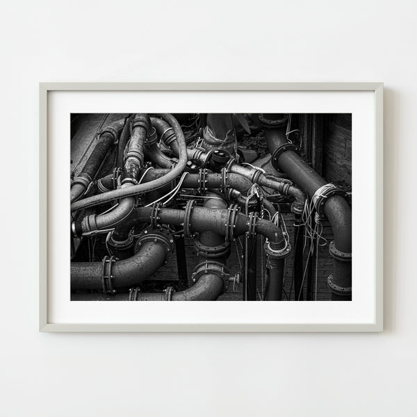 Industrial iron pipes wall art