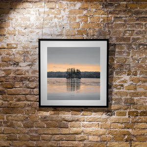 Calm lake with forest horizon