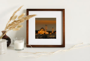 City skyline with Ottoman mosque at twilight in Istanbul