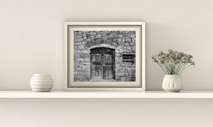 Historic Italian doorway black and white artwork