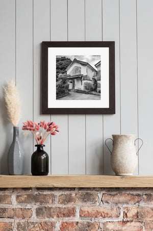 Quiet historic structure in Chofu Kitakyushu black and white photo