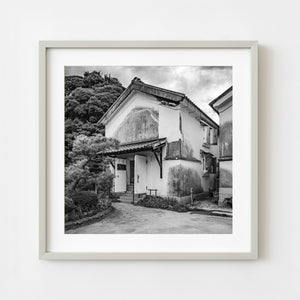 Traditional Japanese kura storehouse in Chofu Kitakyushu black and white