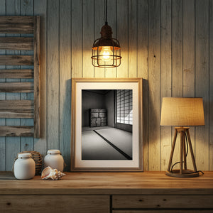 Monochrome Japanese room with natural light