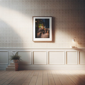 Tokyo nightlife alley with neon signage and motion blur