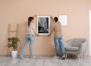 Architectural composition with curved and grid skyscrapers in Japan