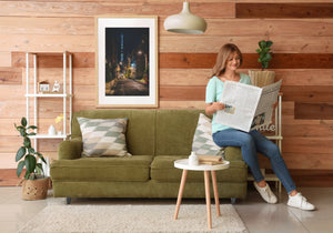 Tokyo Skytree visible from residential street at night