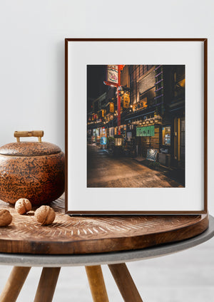 Colorful signage and lanterns in Tokyo nightlife district