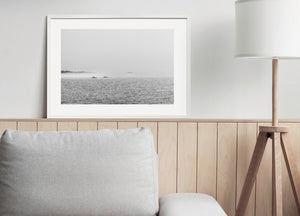 Ontario Kayakers in Morning Mist Black and White Photography Print