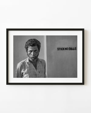 Black and white portrait of a bearded man in Kochi India