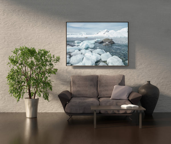Large chunks of ice along the shoreline in Antarctica | Photo Art Print fine art photographic print