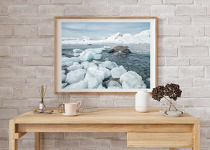 Large chunks of ice along the shoreline in Antarctica | Photo Art Print fine art photographic print