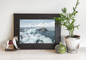 Large chunks of ice along the shoreline in Antarctica | Photo Art Print fine art photographic print