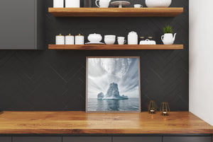 Abstract shapes in blue ice captured in remote Antarctic photography