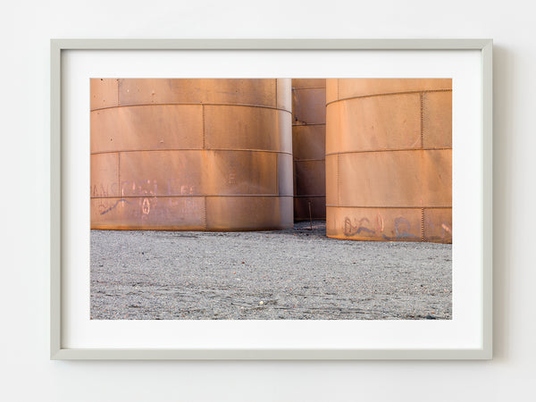 Large rusted oil storage tank detail at Whalers Bay Station Antarctica | Photo Art Print fine art photographic print