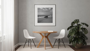 Martha’s Vineyard Beach Boulder Black and White Seascape Print