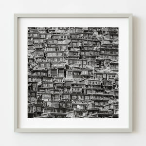 Larung Gar Buddhist settlement black and white wall art