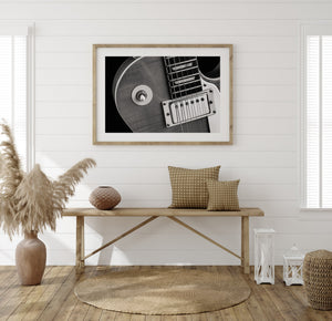 Cerrar fotografía de guitarra eléctrica