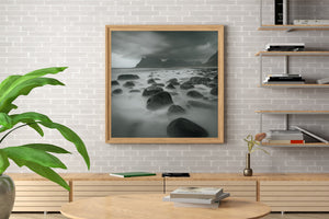 Coastal rocks in calm water wall art