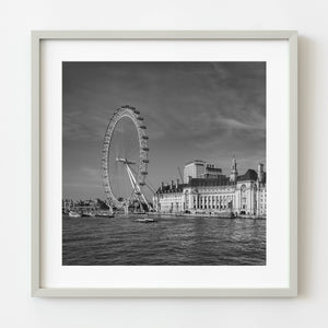 London Eye black and white cityscape