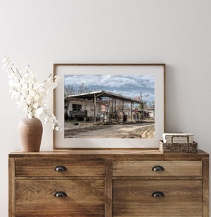 Decayed gas station with intact windows in Georgia