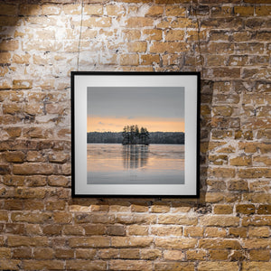 Calm lake with forest horizon
