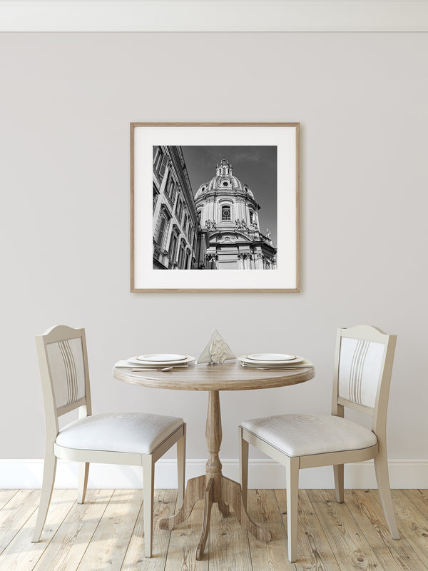 Monochrome church dome in Rome wall art