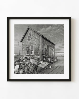 Black and white fishing shack on Martha's Vineyard