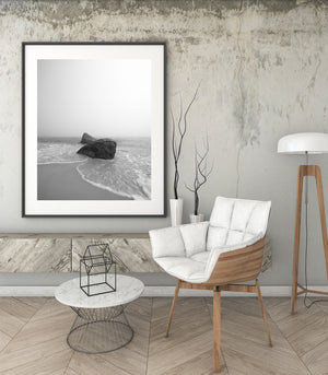 Martha’s Vineyard beach photograph with soft surf and a horizon lost in mist
