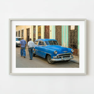 Havana Cuba street wall art with blue car