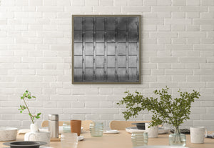Industrial photograph of repeated rectangular locker doors