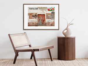 Faded paint on tortilleria walls