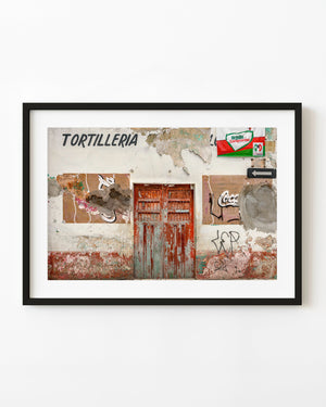 Weathered Mexican tortilleria entrance