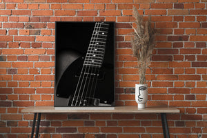Monochrome image of Telecaster style guitar