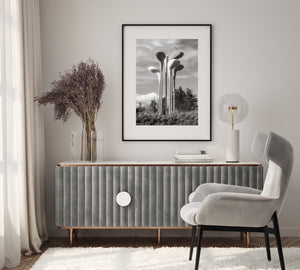 Tall abstract monument at Gleneagles PGA