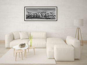 Mongolian Eagle Riders Black And White Wall Art