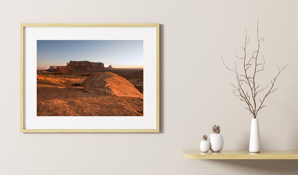 Warm hues of sunset over Arizona’s Monument Valley