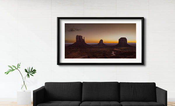 Sunset over Monument Valley desert landscape