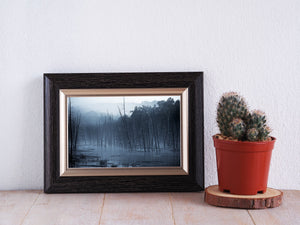 Reflective water forest scene wall decor
