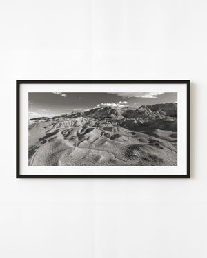 Nevada desert ridges and rugged mountains in black and white