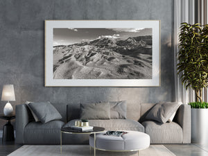 Nevada desert terrain with winding ridges and deep shadows