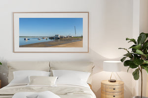 New Hampshire coastal harbour with mudflats and fishing boats