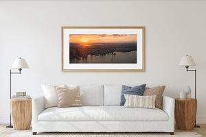 Urban landscape with morning haze