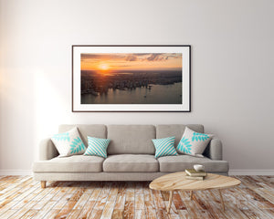 Fine art aerial view of buildings