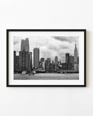 New York City skyline black and white 2009