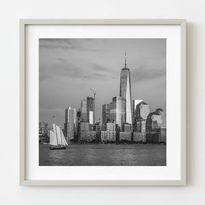 New York City waterfront black and white wall art