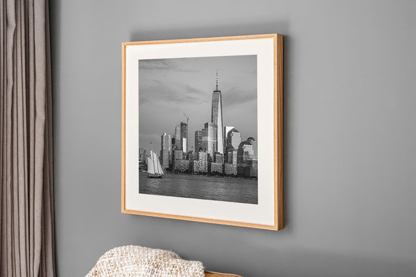 Sailboat and skyscrapers wall art print