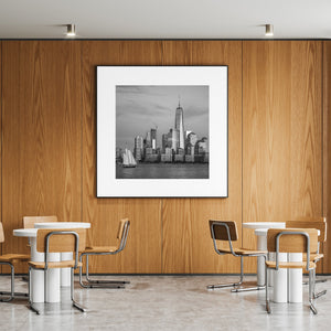 Eén monochrome foto van het World Trade Center