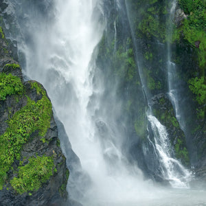 Fine art photo of mossy fjord waterfall