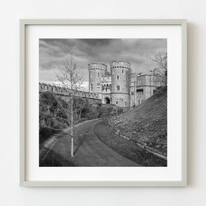 Black and white photo of Windsor Castle